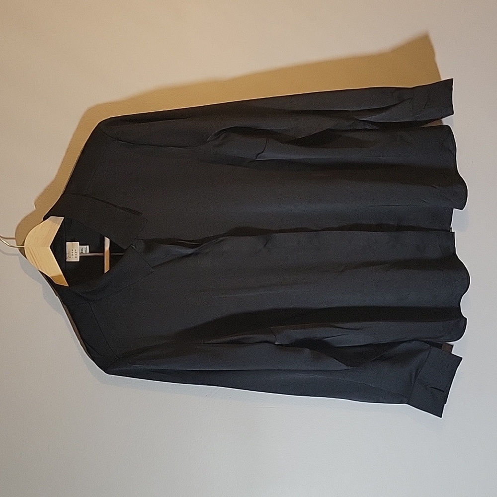 A New Day Black Silk Style Button Down XXL NWT Plus Size
